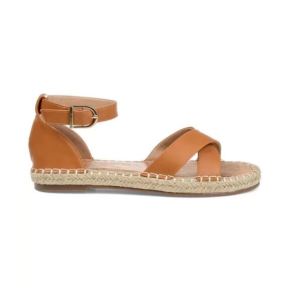 Journee Collection Womens Lyddia Cognac Flat Sandals 7.5 M - Picture 2 of 4